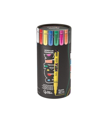 Rotulador liderpapel acrylic base agua todo tipo de superficie punta fina 07 mm caja de 8 unidades colores
