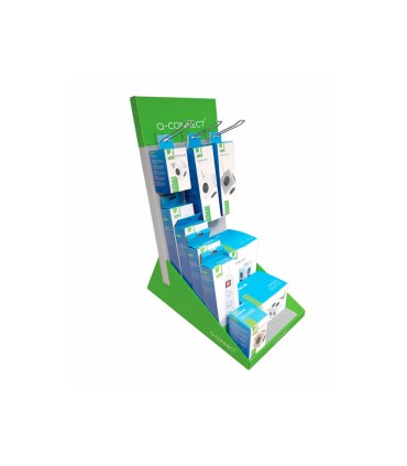 Regleta q connect enchufe multiple expositor de sobremesa con 10 unidades surtidas 680x300x580 mm