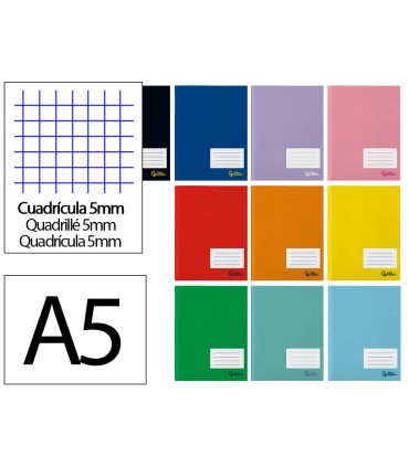Libreta liderpapel smart a5 plus 48 hojas 75g m2 cuadro 5mm con margen colores surtido