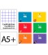 Libreta liderpapel pautaguia tapa cartoncillo 32h din a5 75gr cuadriculado pautado 8mm apaisada con margen 6 colores