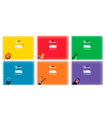 Libreta liderpapel pautaguia tapa cartoncillo 32h din a5 75gr cuadriculado pautado 8mm apaisada con margen 6 colores