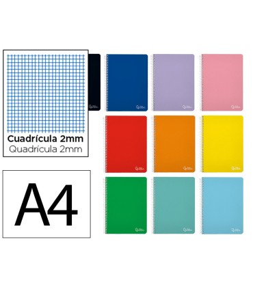 Cuaderno espiral liderpapel din a4 witty tapa dura 80h 90gr milimetrado 2mm colores surtidos