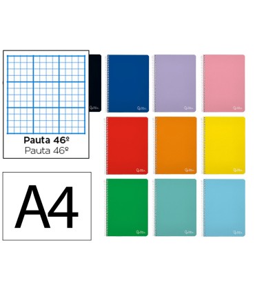 Cuaderno espiral liderpapel din a4 witty tapa dura 80h 90gr rayado nº46 colores surtidos