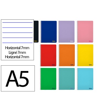 Cuaderno espiral liderpapel a5 micro smart tapa blanda 80h 75r horizontal 7mm doble margen 6 taladros colores