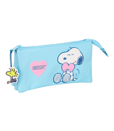 Bolso escolar portatodo safta triple snoopy love 120x220x30 mm