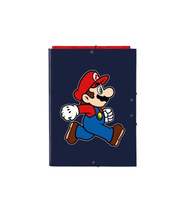 Carpeta carton folio gomas solapas safta super mario trick
