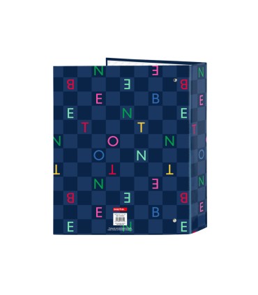 Carpeta carton folio 4 anillas safta lomo ancho benetton damero