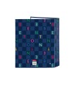 Carpeta carton folio 4 anillas safta lomo ancho benetton damero