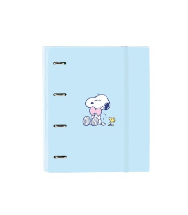 Carpeta con recambio safta din a4 cuadro 5 mm con goma y 5 separadores snoopy love