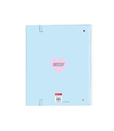 Carpeta con recambio safta din a4 cuadro 5 mm con goma y 5 separadores snoopy love