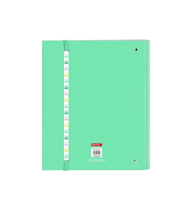 Carpeta con recambio safta din a4 cuadro 5 mm con goma y 5 separadores benetton mint