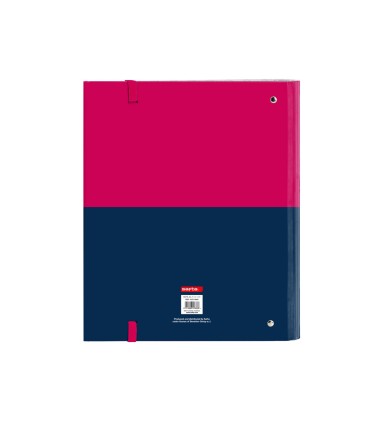 Carpeta con recambio safta din a4 cuadro 5 mm con goma y 5 separadores benetton cherry