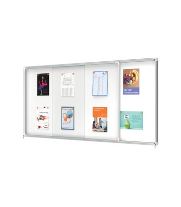 Vitrina de anuncios nobo premium plus magnetica con puerta corredera 27 x din a4 997x2072x54 mm