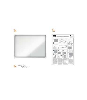 Vitrina de anuncios nobo premium plus magnetica con puerta corredera 27 x din a4 997x2072x54 mm