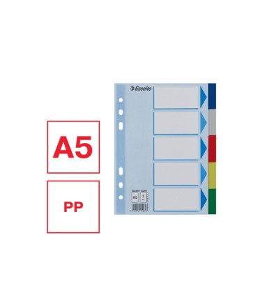 Separador esselte plastico juego de 5 separadores din a5 multitaladro