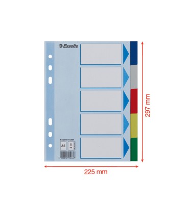 Separador esselte plastico juego de 5 separadores din a5 multitaladro