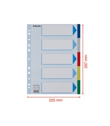 Separador esselte plastico juego de 5 separadores din a4 multitaladro