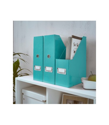 Revistero leitz click store carton forrado color turquesa 103x170x235 mm