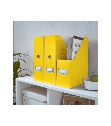 Revistero leitz click store carton forrado color amarillo 103x170x235 mm