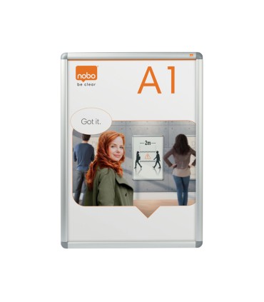 Vitrina de anuncios nobo con marco de aluminio a presion premium plus para exterior din a1 650x900x17 mm