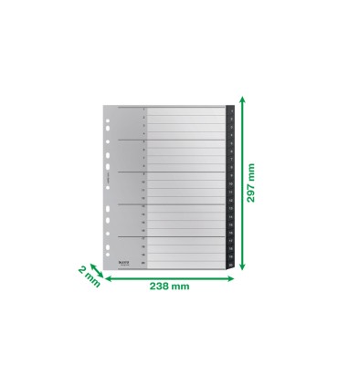 Separador numerico leitz recycle plastico 1 20 juego de 20 separadores din a4 color negro
