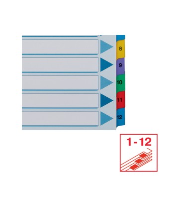 Separador numerico esselte cartulina mylar borra 1 12 juego de 12 separadores din a4 multitaladro multicolor