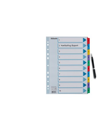 Separador numerico esselte cartulina mylar borra 1 10 juego de 10 separadores din a4 multitaladro multicolor