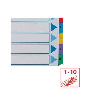 Separador numerico esselte cartulina mylar borra 1 10 juego de 10 separadores din a4 multitaladro multicolor