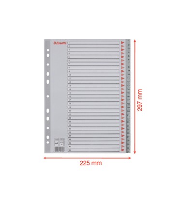 Separador numerico esselte plastico 1 31 juego de 31 separadores din a4 multitaladro color gris