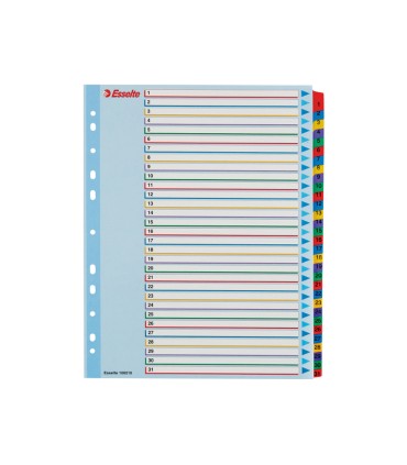 Separador numerico esselte cartulina borra y escribe 1 31 juego de 31 separadores din a4 multitaladro