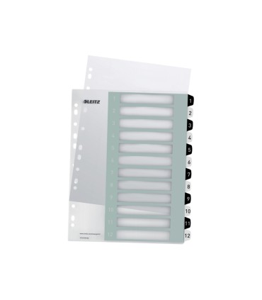 Separador numerico leitz wow plastico imprimible 1 12 juego de 12 separadores din a4 multitaladro blanco negro