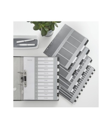 Separador numerico leitz wow plastico imprimible 1 12 juego de 12 separadores din a4 multitaladro blanco negro