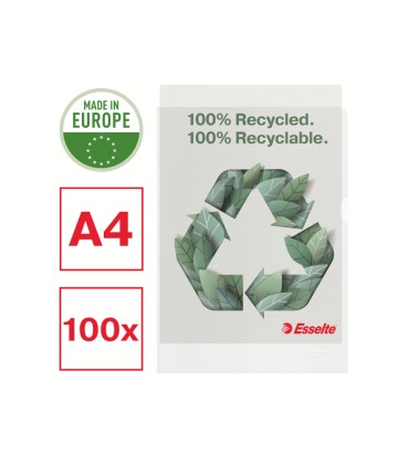 Carpeta dossier unero esselte din a4 polipropileno reciclado 100 mc piel de naranja transparente caja de