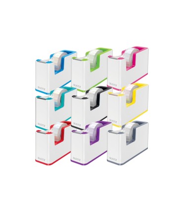 Portarrollo sobremesa leitz wow dual plastico para cintas 33 mt color blanco violeta