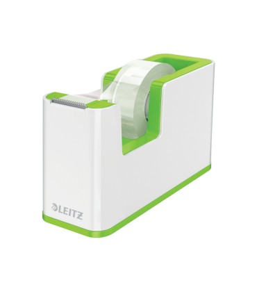 Portarrollo sobremesa leitz wow dual plastico para cintas 33 mt color blanco verde