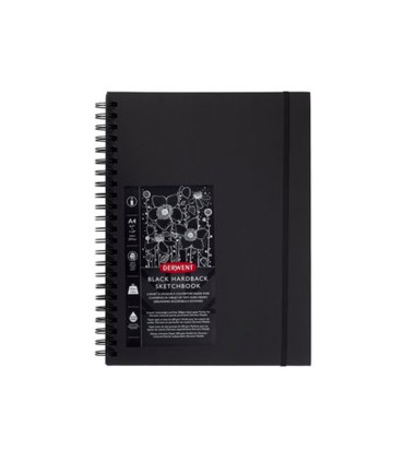 Cuaderno espiral para dibujo derwent din a4 papel negro 40 hojas 200 gr m2