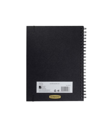 Cuaderno espiral para dibujo derwent din a4 papel negro 40 hojas 200 gr m2