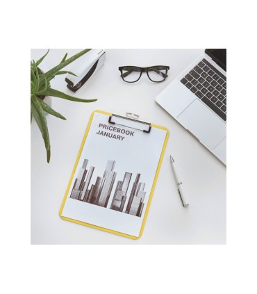 Carpeta leitz wow plastico rigido din a4 con pinza superior color amarillo
