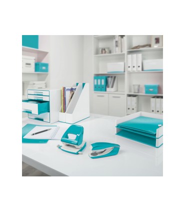 Carpeta leitz wow plastico rigido din a4 con pinza superior color turquesa
