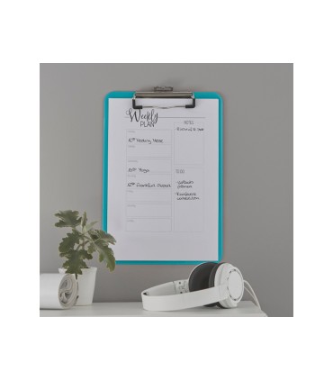 Carpeta leitz wow plastico rigido din a4 con pinza superior color turquesa