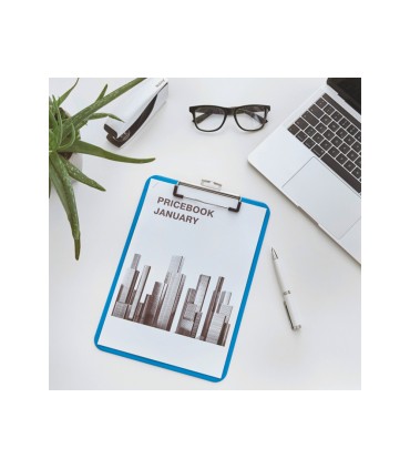 Carpeta leitz wow plastico rigido din a4 con pinza superior color azul
