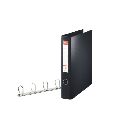 Carpeta esselte 4 anillas 40 mm din a4 plastico forrado color negro