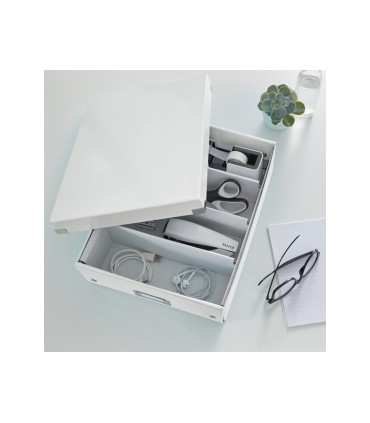 Caja de almacenamiento leitz clickstore mediana color blanco 280x100x370 mm