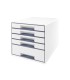 Fichero cajones de sobremesa leitz wow desk cube 1 cajon grande y 4 pequenos color blanco gris