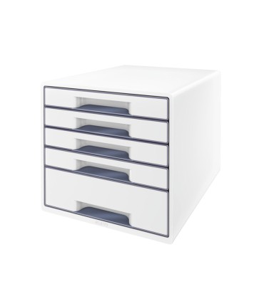 Fichero cajones de sobremesa leitz wow desk cube 1 cajon grande y 4 pequenos color blanco gris