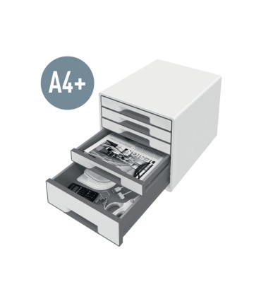 Fichero cajones de sobremesa leitz wow desk cube 1 cajon grande y 4 pequenos color blanco gris