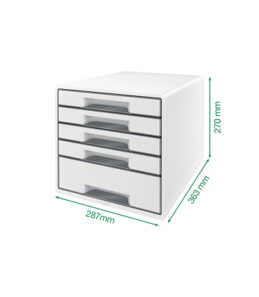 Fichero cajones de sobremesa leitz wow desk cube 1 cajon grande y 4 pequenos color blanco gris