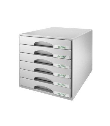 Fichero cajones de sobremesa leitz plus 6 cajones pequenos color gris 287x270x363 mm