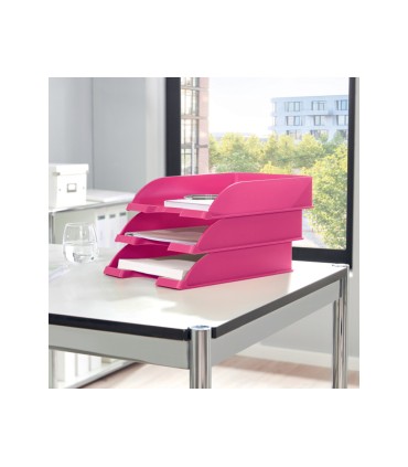 Bandeja sobremesa plastico leitz wow color fucsia 255x357x70 mm