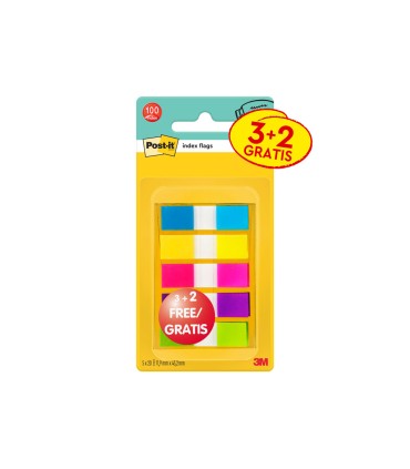 Banderitas separadoras post it pequena 119x432 mm dispensador 60 hojas40 hojas gratis 5 colores surtidos